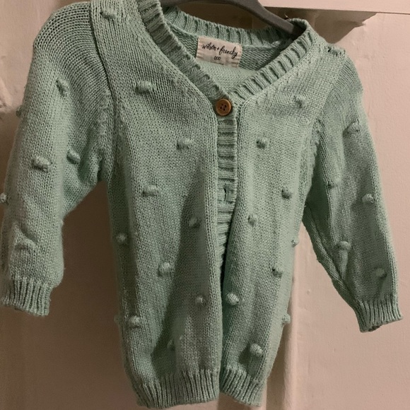 Wilson and Frenchy cardigan and pants. Mint baby green 0-3months outfit. - Picture 3 of 5